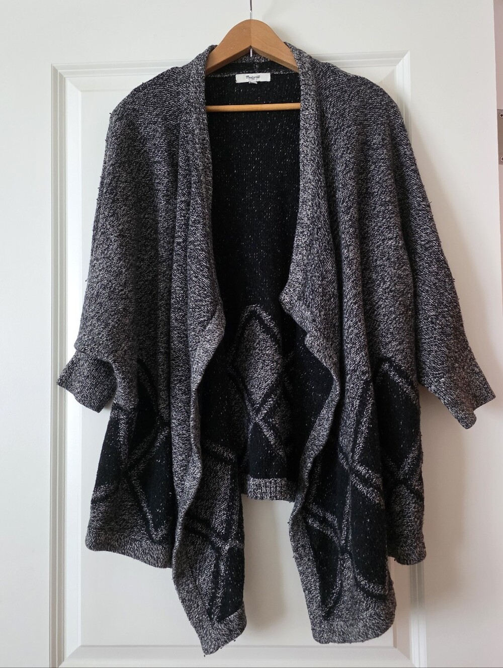 Madewell Open Cardigan Aztec Womens M/L Gray Black Western Boho Minimalist